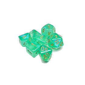 Chessex Gaming Dice Set 7 Borealis Light Green/Gold