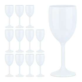 Relaxdays 10035431 Vinglas i Plast, Vit, 12 Stycken