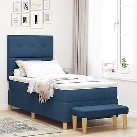 vidaXL Box Spring Bed with Mattress & Bench Blue 90x190 cm Fabric