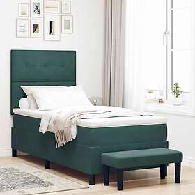 vidaXL Box Spring Bed with Mattress & Bench Dark Green 90x190 cm Velvet