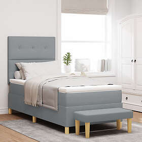 vidaXL Box Spring Bed with Mattress & Bench Light Grey 80x200 cm Fabric