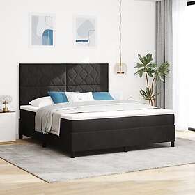 vidaXL Box Spring Bed with Mattress & LED Black 180x200 cm Velvet