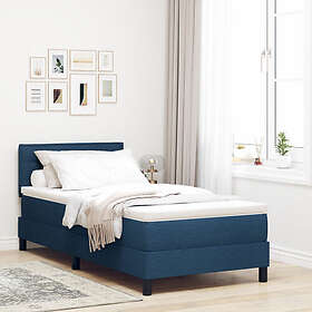 vidaXL Box Spring Bed with Mattress & LED Blue 100x200 cm Fabric