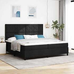 vidaXL Box Spring Bed with Mattress & LED Black 200x200 cm Fabric