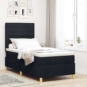 vidaXL Box Spring Bed with Mattress & LED Black 80x200 cm Fabric