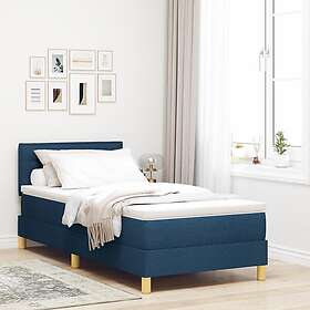 vidaXL Box Spring Bed with Mattress & LED Blue 90x200 cm Fabric