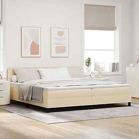 vidaXL Box Spring Bed with Mattress & LED Cream 200x200 cm Fabric