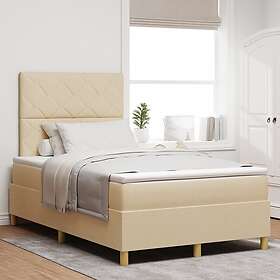 vidaXL Box Spring Bed with Mattress & LED Cream 120x200 cm Fabric