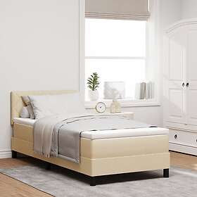 vidaXL Box Spring Bed with Mattress & LED Cream 90x200 cm Fabric
