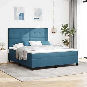 vidaXL Box Spring Bed with Mattress & LED Dark Blue 180x200 cm Velvet