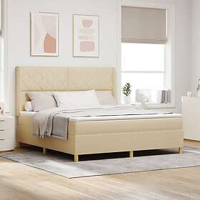 vidaXL Box Spring Bed with Mattress & LED Cream 180x200 cm Fabric