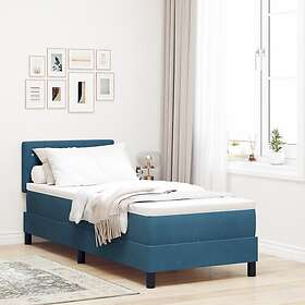 vidaXL Box Spring Bed with Mattress & LED Dark Blue 80x200 cm Velvet