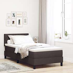 vidaXL Box Spring Bed with Mattress & LED Dark Brown 100x200 cm Fabric