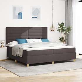 vidaXL Box Spring Bed with Mattress & LED Dark Brown 200x200 cm Fabric