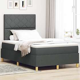 vidaXL Box Spring Bed with Mattress & LED Dark Grey 120x190 cm Fabric