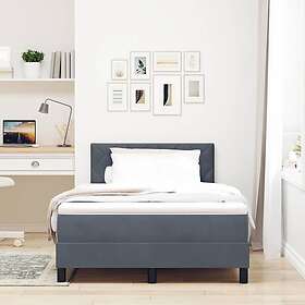 vidaXL Box Spring Bed with Mattress & LED Dark Grey 120x190 cm Velvet