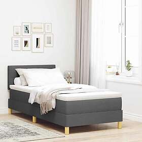 vidaXL Box Spring Bed with Mattress & LED Dark Grey 90x190 cm Fabric