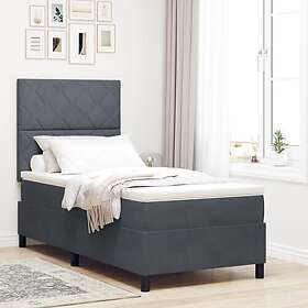 vidaXL Box Spring Bed with Mattress & LED Dark Grey 90x190 cm Velvet