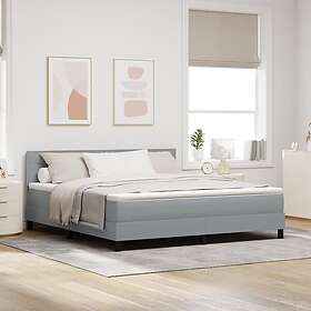 vidaXL Box Spring Bed with Mattress & LED Light Grey 180x200 cm Fabric