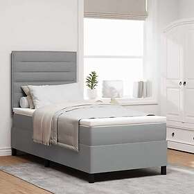 vidaXL Box Spring Bed with Mattress & LED Light Grey 90x190 cm Fabric