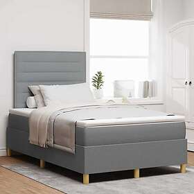 vidaXL Box Spring Bed with Mattress & LED Light Grey 120x190 cm Fabric
