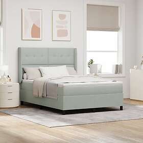 vidaXL Box Spring Bed with Mattress & LED Light Grey 160x200 cm Velvet