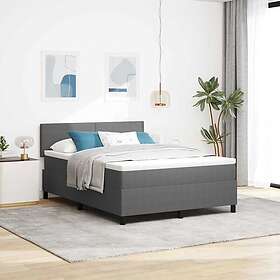vidaXL Box Spring Bed with Mattress & LED Light Grey 160x200 cm Corduroy Fabric