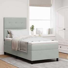vidaXL Box Spring Bed with Mattress & LED Light Grey 80x200 cm Velvet