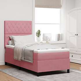 vidaXL Box Spring Bed with Mattress & LED Pink 90x190 cm Velvet