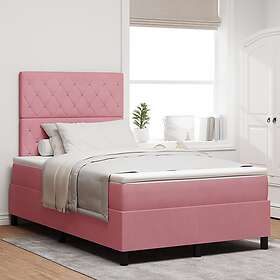 vidaXL Box Spring Bed with Mattress & LED Pink 120x190 cm Velvet