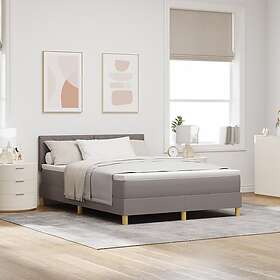 vidaXL Box Spring Bed with Mattress & LED Taupe 140x200 cm Fabric