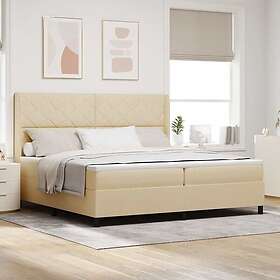 vidaXL Box Spring Bed with Mattress Cream 200x200 cm Fabric