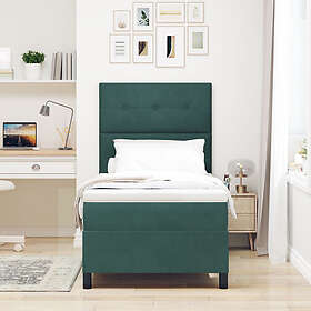 vidaXL Box Spring Bed with Mattress Dark Green Single Velvet