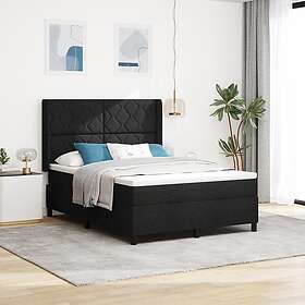 vidaXL Box Spring Bed with Mattress Black 140x200 cm Fabric