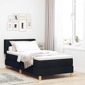 vidaXL Box Spring Bed with Mattress in Black, 90 x 200 cm, Fabric