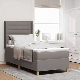 vidaXL Box Spring Bed with Mattress in Taupe, 90x200 cm Fabric