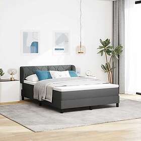 vidaXL Box Spring Bed with Mattress Dark Grey 140x200 cm Fabric