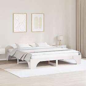 vidaXL Bed Frame White Solid wood 200 x 200 cm Simplistic Bed Frame