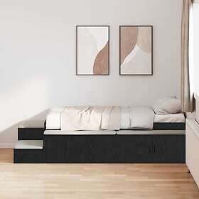 vidaXL Storage Bed Frame Black Oak 100x200 cm