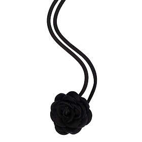 Dark Satin Rose Brooch Small Black