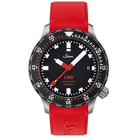 Sinn 1050,040 U50 SDR Red Rubber Strap Black Dial Watch