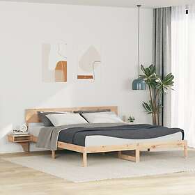 vidaXL with Headboard Brown 200 x 200 cm Solid pine wood