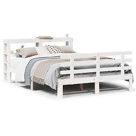 vidaXL Bed Frame with Headboard without Mattress White 135x190 cm Double 3306103