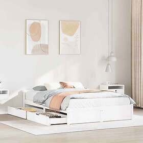 vidaXL Bed Frame without Mattress White 135x190 cm Double Solid Wood Pine