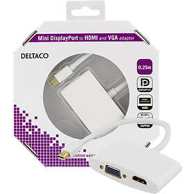 Deltaco DP-HDMIVGA1-K mini DisplayPort to HDMI and VGA 0,25m