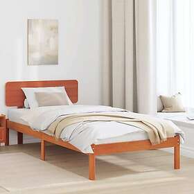 vidaXL Bed Frame with Headboard Wax Brown 90x200 cm Solid Pine Wood