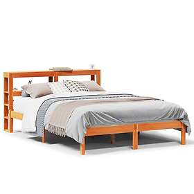 vidaXL Bed Frame with Headboard without Mattress Wax Brown 140x190 cm 3305736