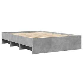 vidaXL Bed Frame without Mattress Concrete Grey 135x190cm Engineered Wood