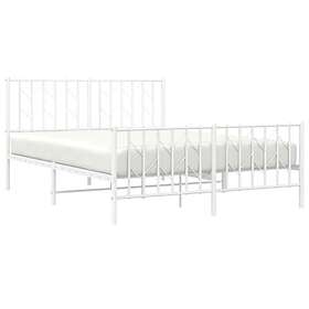 vidaXL Metal Bed Frame without Mattress with Footboard White 135x190cm
