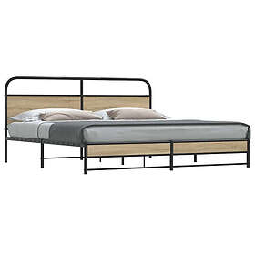vidaXL Metal Bed Frame without Mattress Smoked Oak 180x200 cm Super King